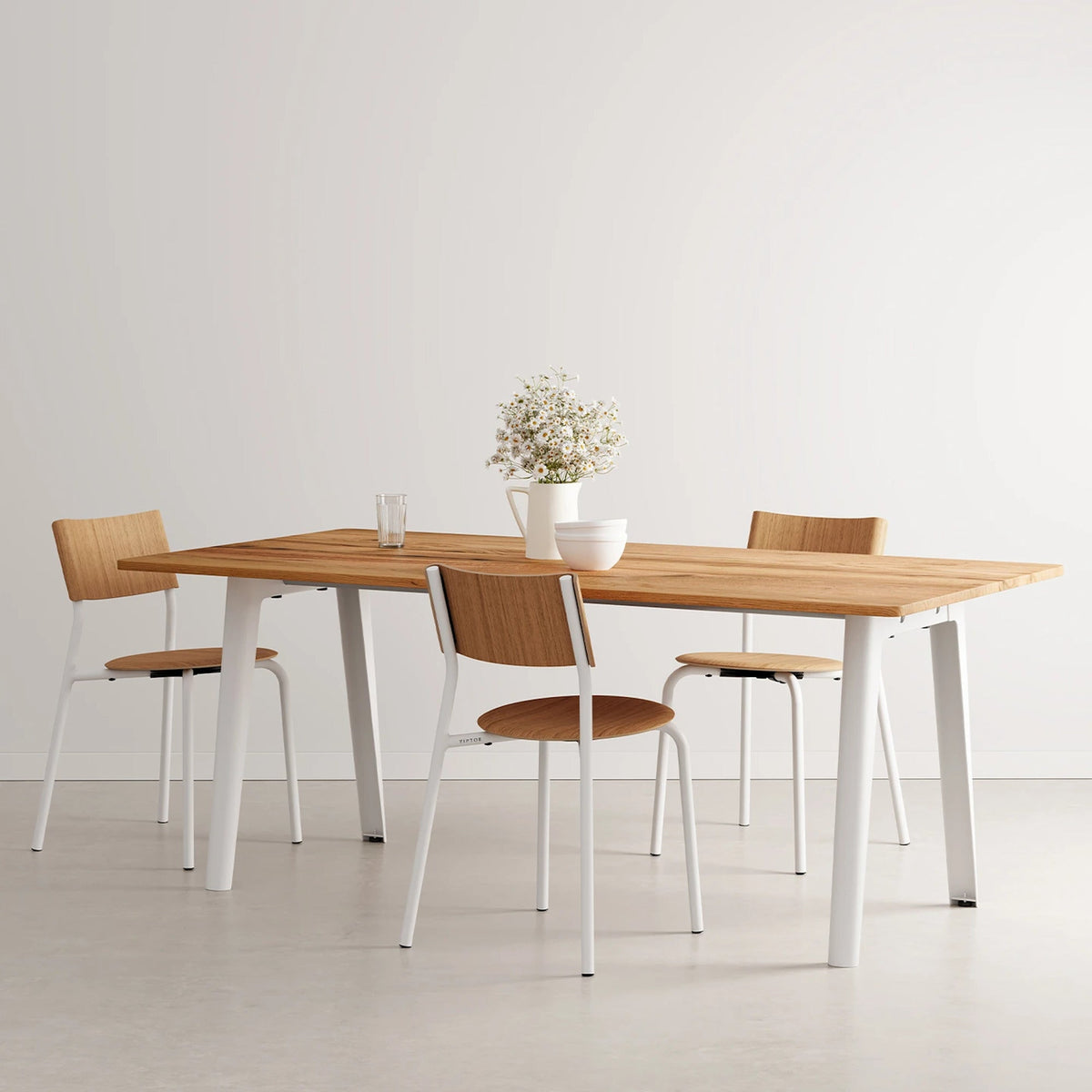 Antique wood and white steel dining table 190 x 95 x 75 cm New modern - TIPTOE - The Cool Republic
