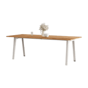 Table à manger en bois ancien et piètement en acier blanc 220 x 95 x 75 cm New modern - TIPTOE - The Cool Republic