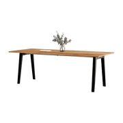 Table à manger en bois ancien et piètement en acier noir 220 x 95 x 75 cm New modern - TIPTOE - The Cool Republic