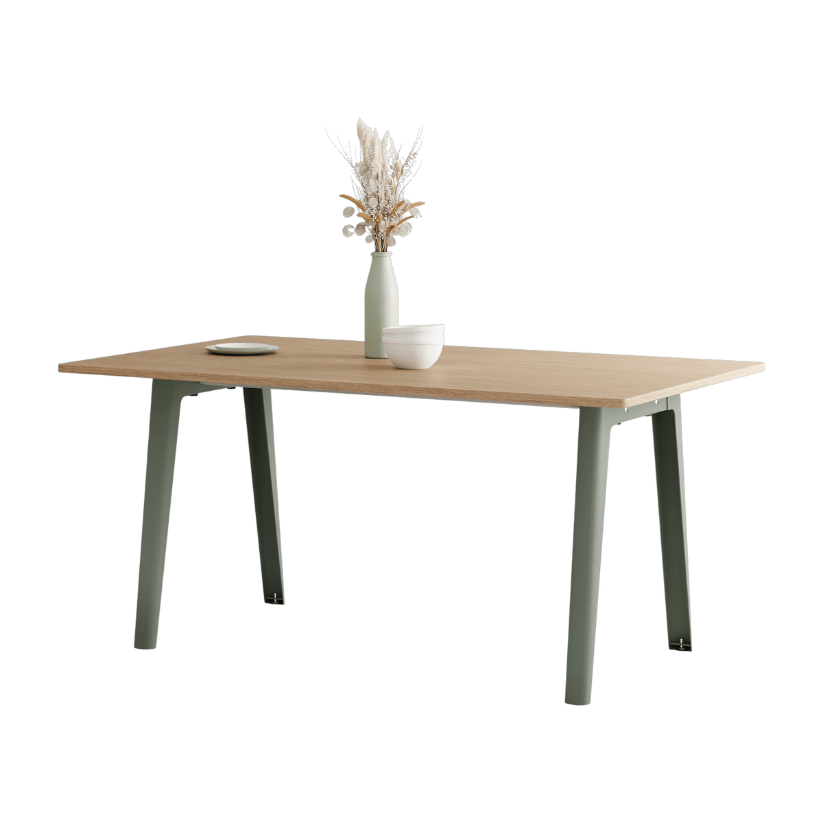 Eco-certified oak dining table 160 x 95 cm eucalyptus grey legs New Modern - Tiptoe - The Cool Republic