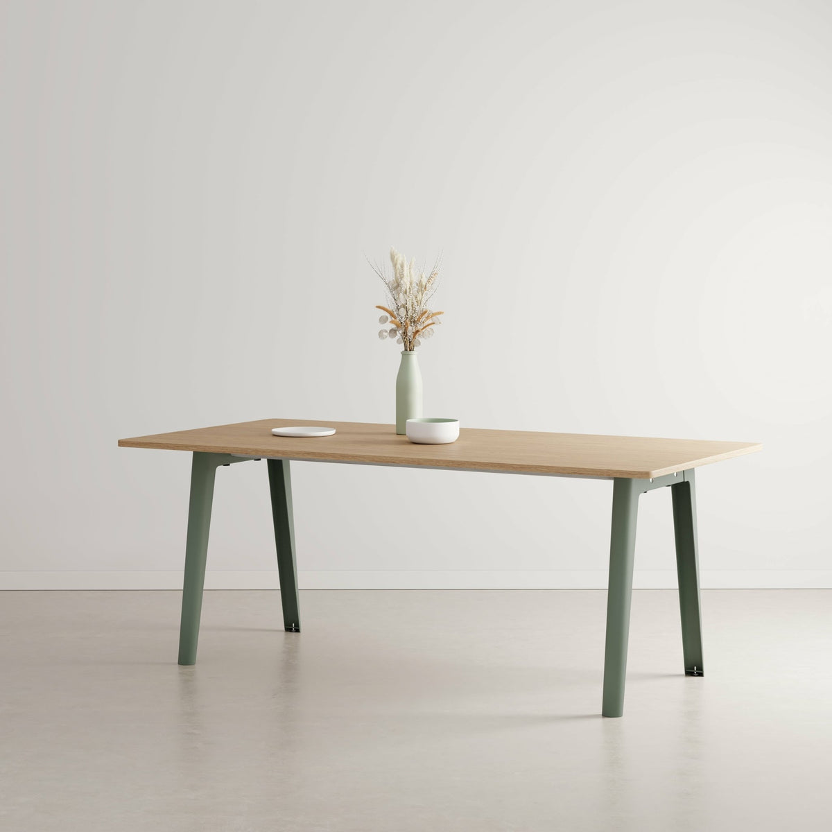 Eco-certified oak dining table 190 x 95 cm eucalyptus grey legs New Modern - Tiptoe - The Cool Republic