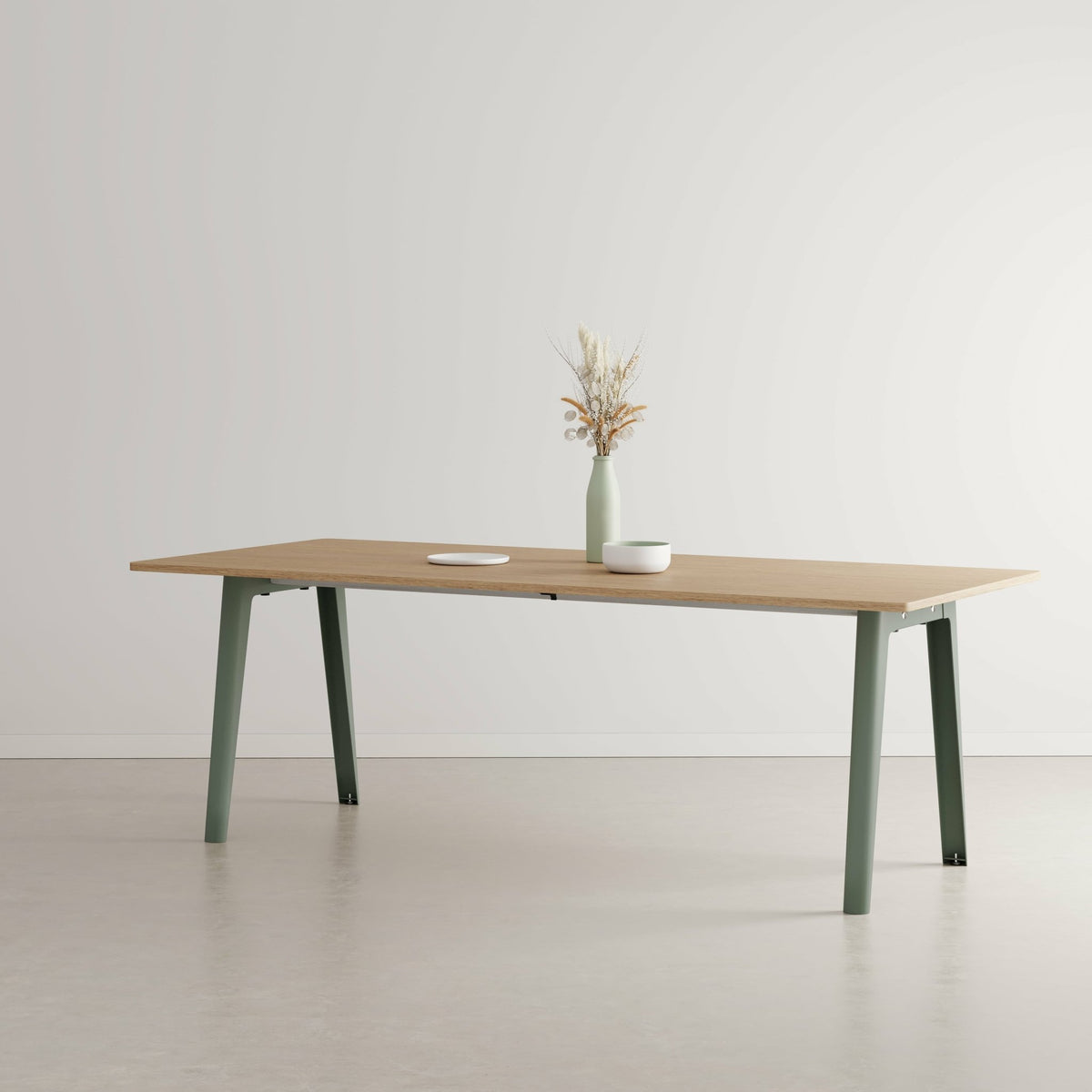 Eco-certified oak dining table 220 x 95 cm eucalyptus grey legs New Modern - Tiptoe - The Cool Republic