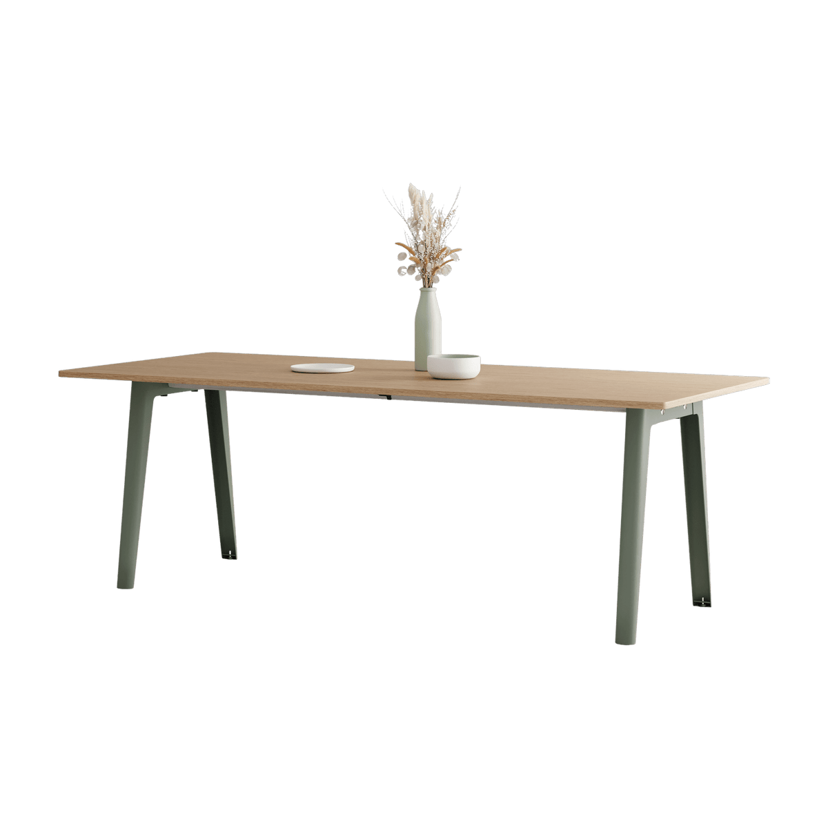 Eco-certified oak dining table 220 x 95 cm eucalyptus grey legs New Modern - Tiptoe - The Cool Republic