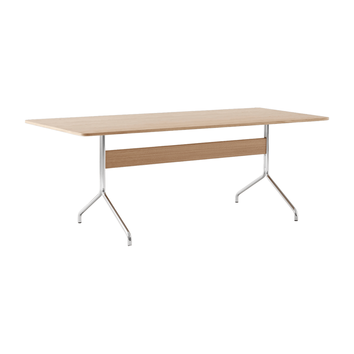 Oak and chrome dining table 200x90 cm Pavilion AV19 - &tradition - The Cool Republic