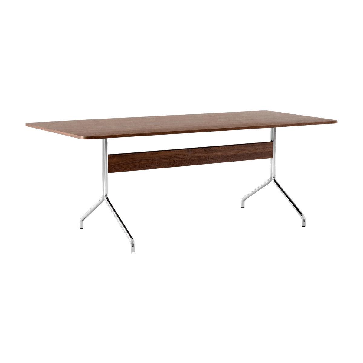 Dining table in walnut and chrome metal 200x90 cm Pavilion AV19 - &tradition - The Cool Republic