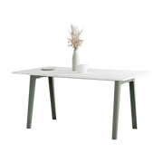 New Modern white recycled plastic dining table 160 x 95 cm with grey eucalyptus legs - Tiptoe - The Cool Republic