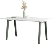 Table à manger en plastique recyclé blanc 160 x 95 cm piètements gris eucalyptus New Modern - Tiptoe - The Cool Republic