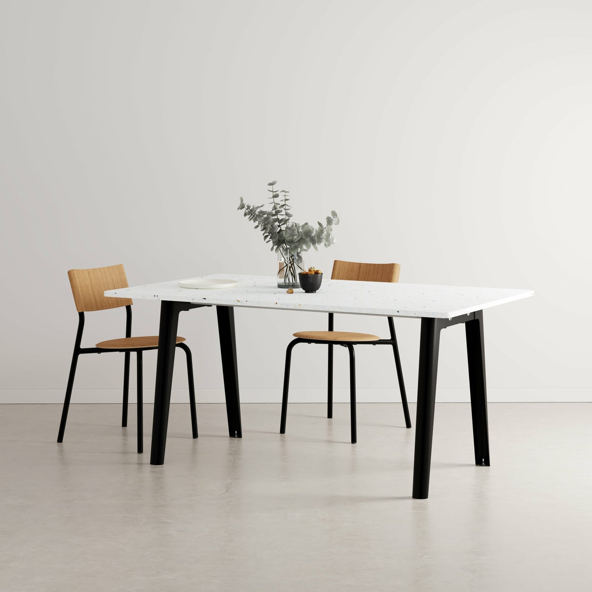 White recycled plastic dining table 160 x 95 cm black legs New Modern - Tiptoe - The Cool Republic