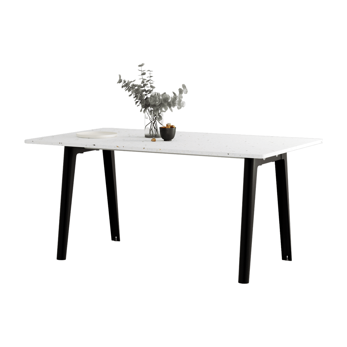 White recycled plastic dining table 160 x 95 cm black legs New Modern - Tiptoe - The Cool Republic