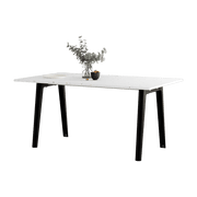 Table à manger en plastique recyclé blanc 160 x 95 cm piètements noirs New Modern - Tiptoe - The Cool Republic