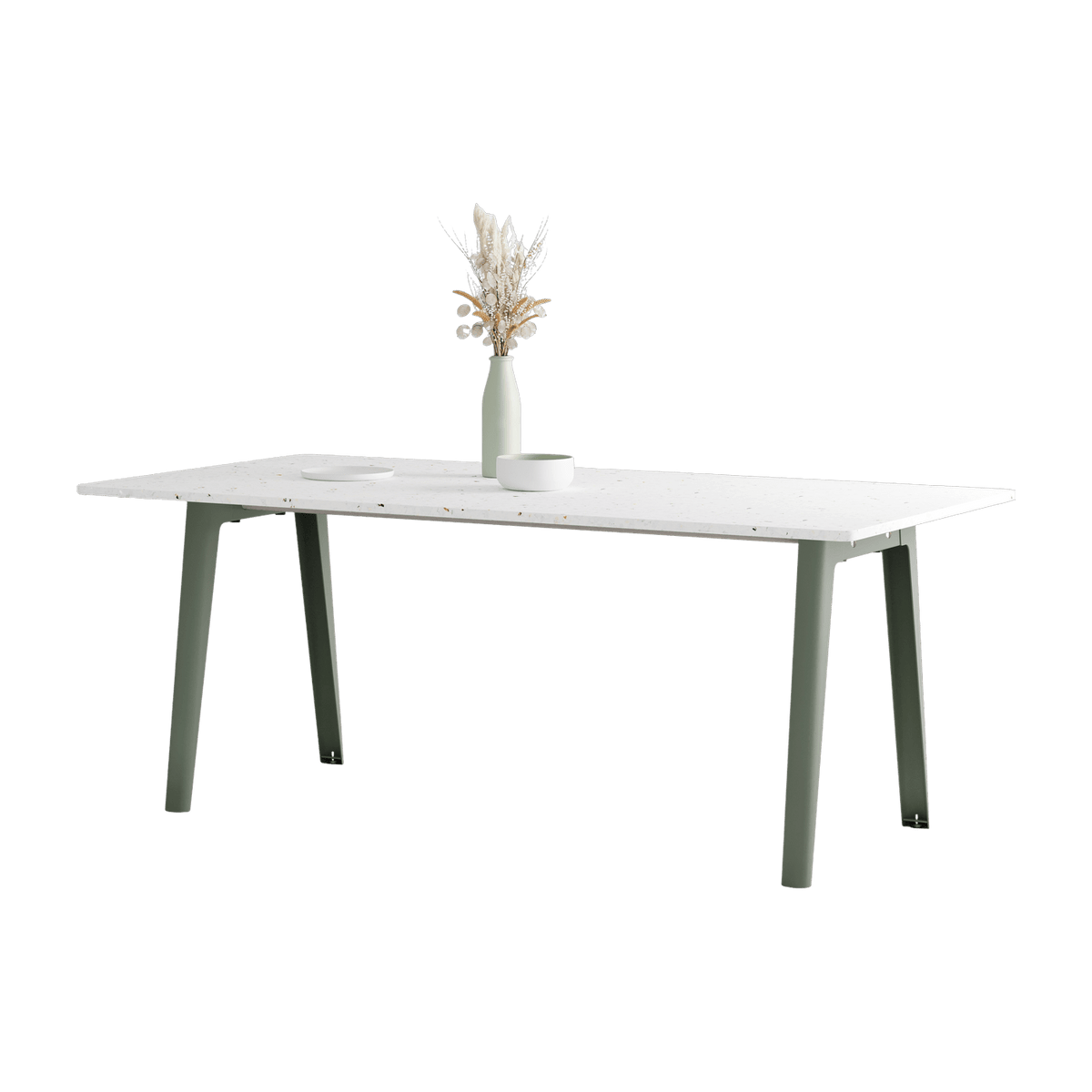 New Modern white recycled plastic dining table 190 x 95 cm with grey eucalyptus legs - Tiptoe - The Cool Republic