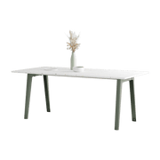 New Modern white recycled plastic dining table 190 x 95 cm with grey eucalyptus legs - Tiptoe - The Cool Republic