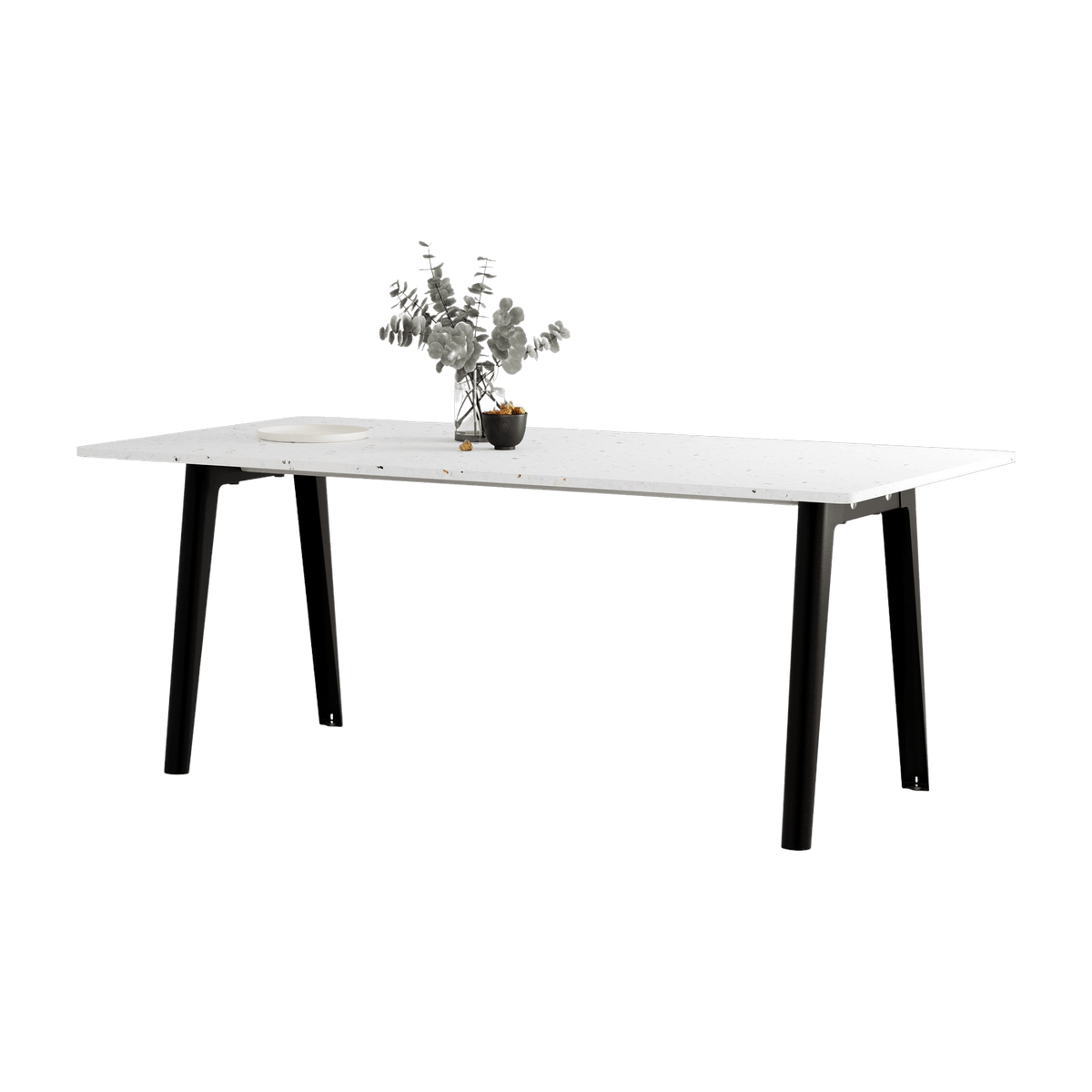White recycled plastic dining table 190 x 95 cm black legs New Modern - Tiptoe - The Cool Republic