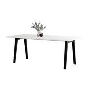 Table à manger en plastique recyclé blanc 190 x 95 cm piètements noirs New Modern - Tiptoe - The Cool Republic