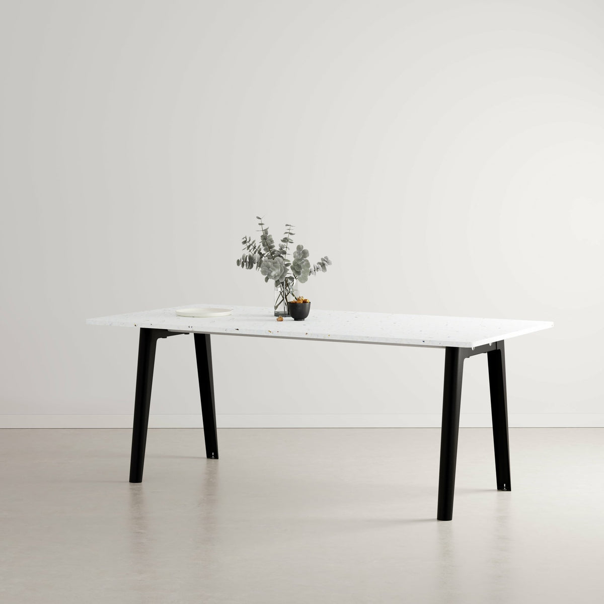 White recycled plastic dining table 190 x 95 cm black legs New Modern - Tiptoe - The Cool Republic