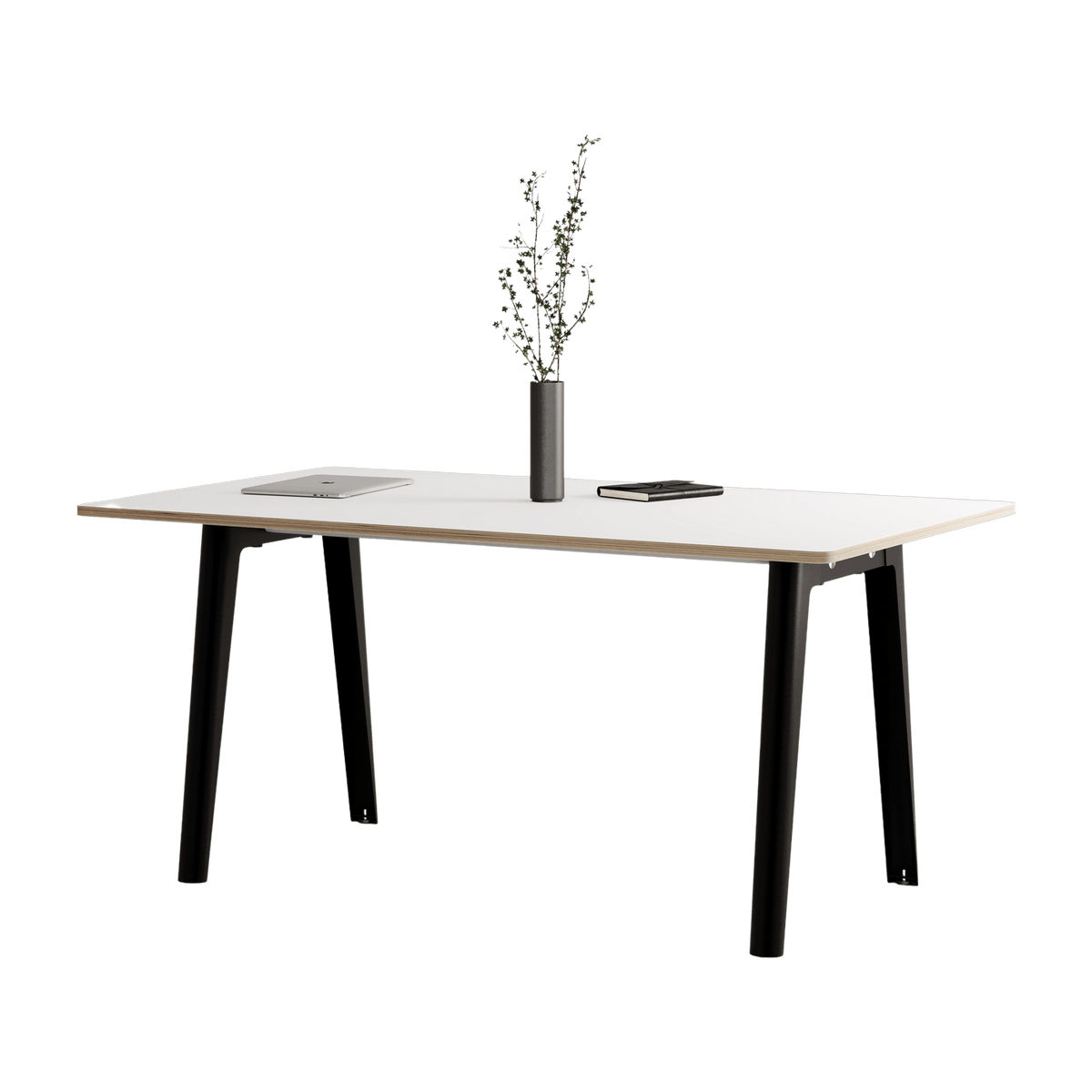 White laminate dining table 160 x 95 cm black legs New Modern - Tiptoe - The Cool Republic