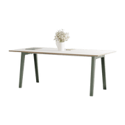 New Modern white laminate dining table 190 x 95 cm with grey eucalyptus legs - Tiptoe - The Cool Republic