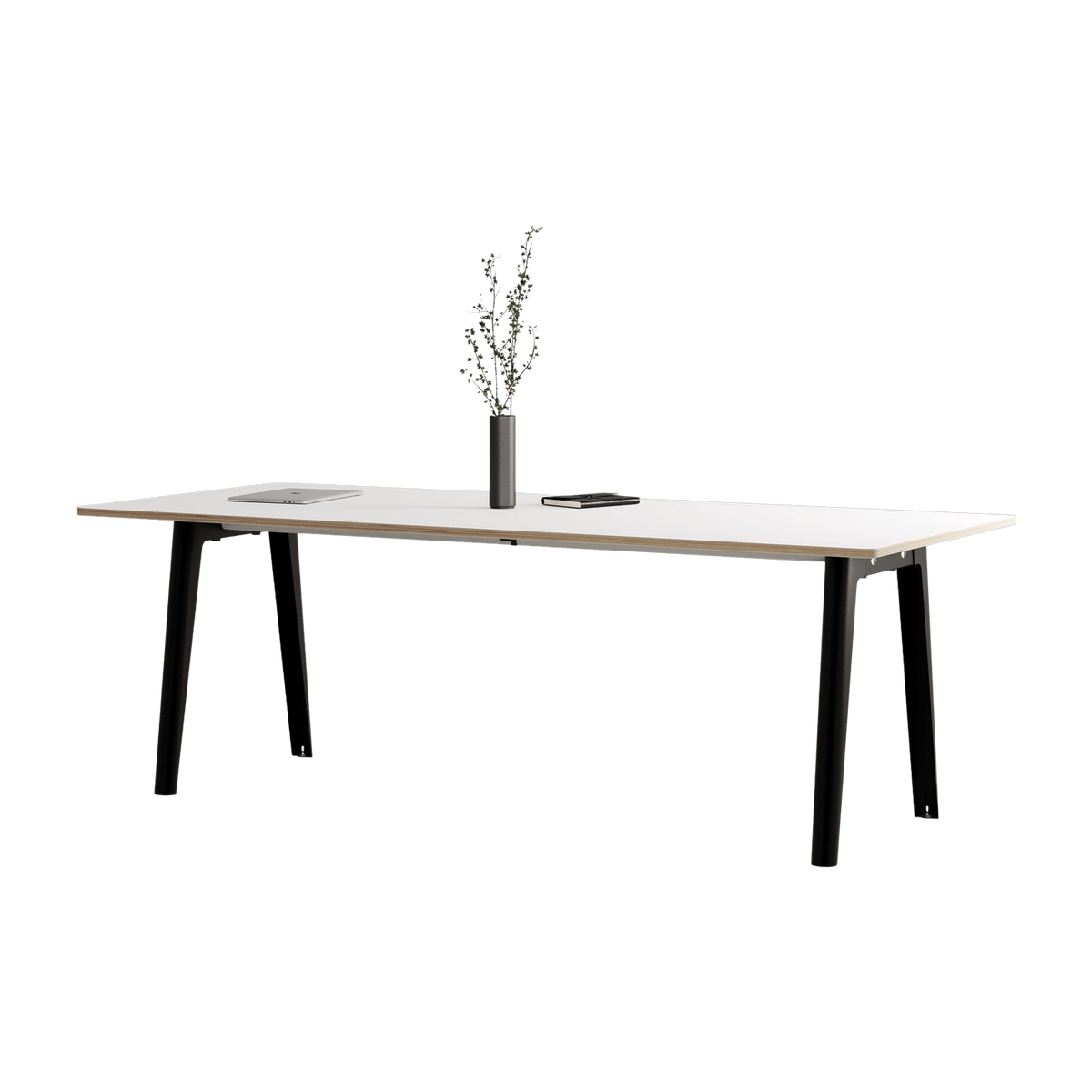 White laminate dining table 220 x 95 cm black legs New Modern - Tiptoe - The Cool Republic