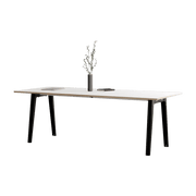 White laminate dining table 220 x 95 cm black legs New Modern - Tiptoe - The Cool Republic