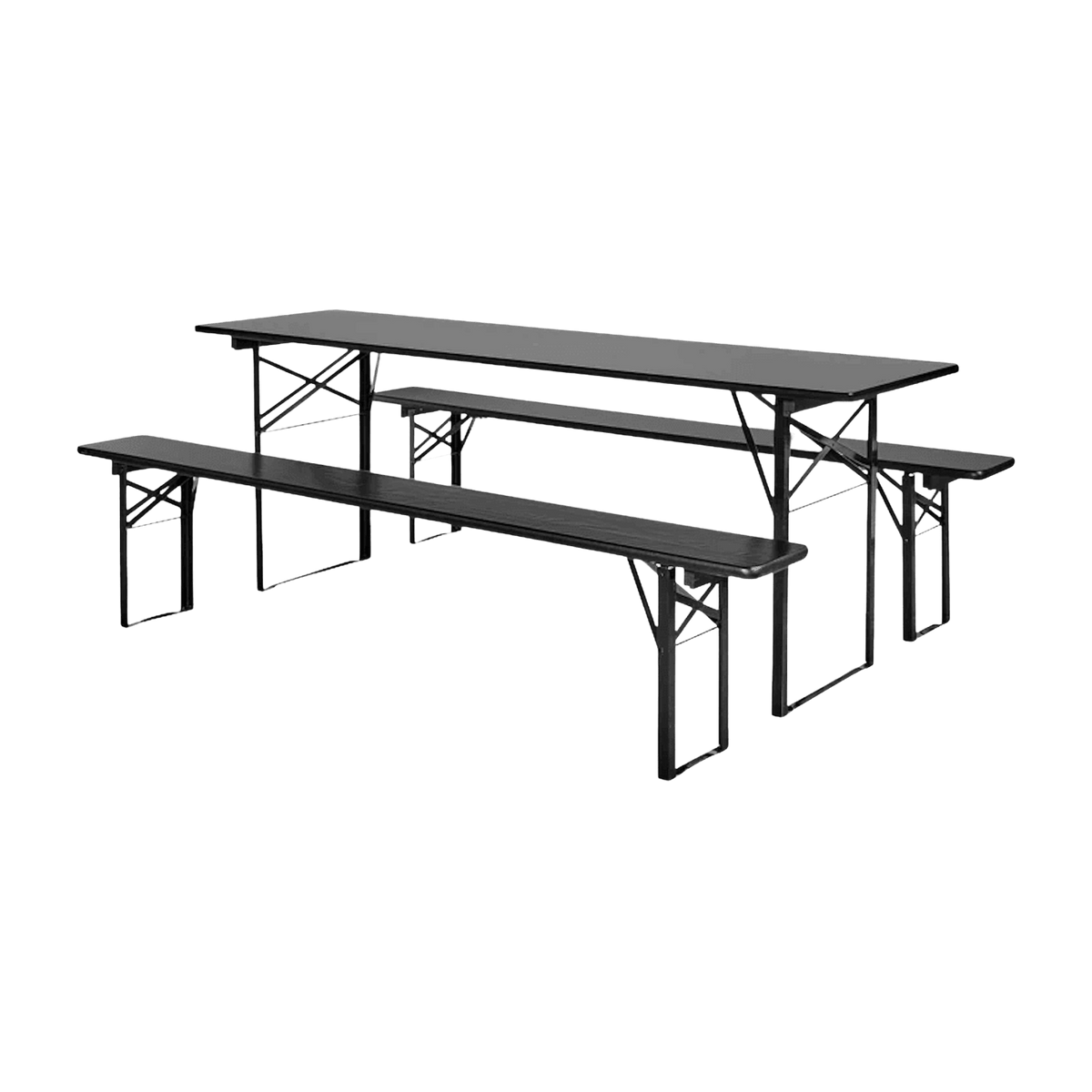 Table à manger et bancs en bois de pin noir 220 cm - Nordal - The Cool Republic