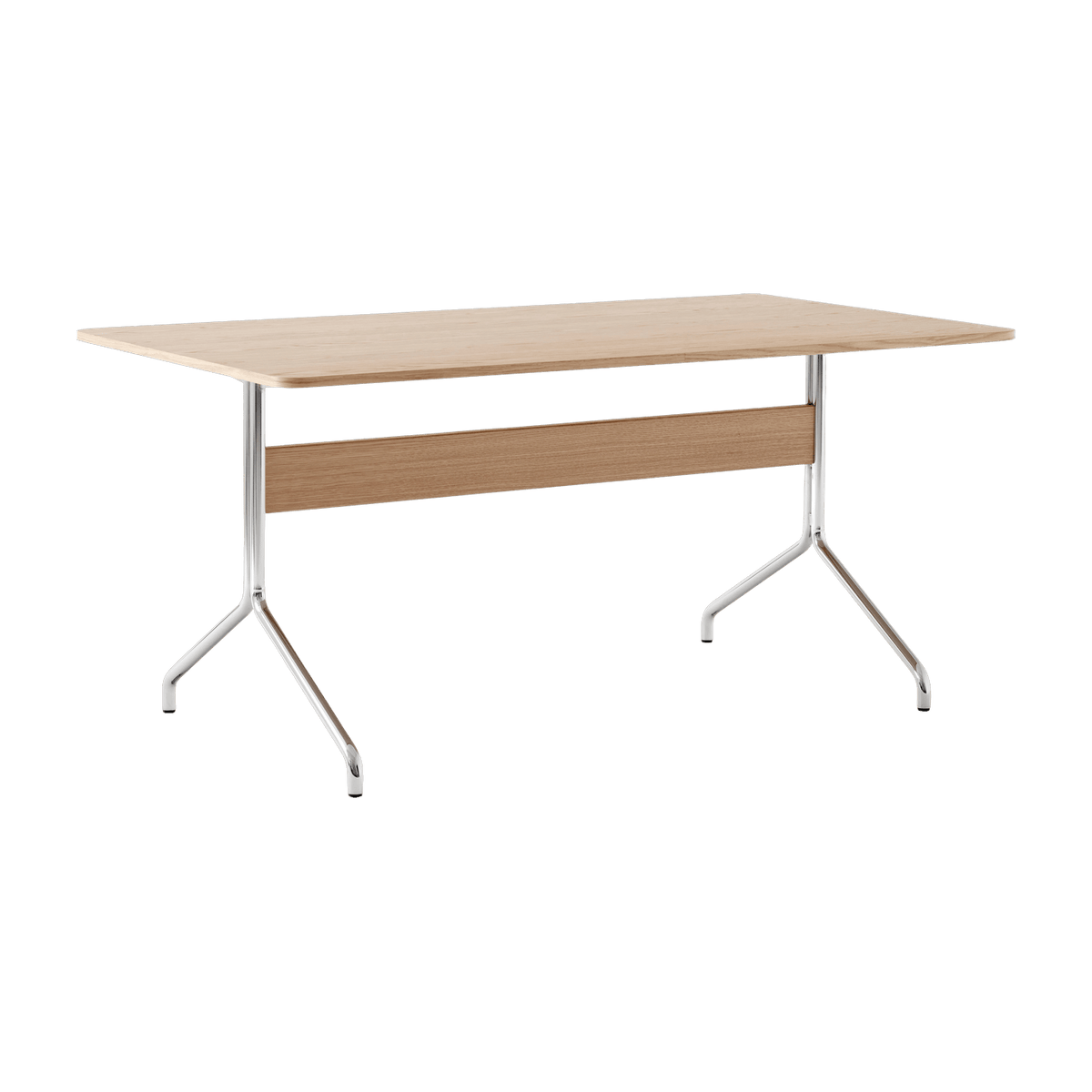 Table à manger minimaliste en chêne clair et chrome 160x90 cm Pavilion AV18 - &tradition - The Cool Republic