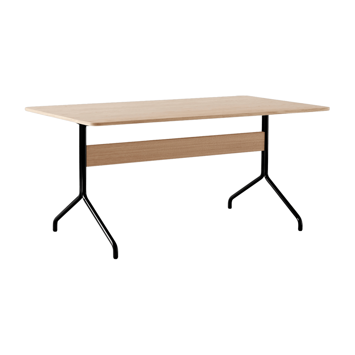 Minimalist dining table in light oak and black metal 160x90 cm Pavilion AV18 - &tradition - The Cool Republic