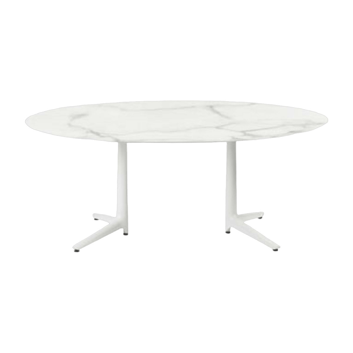 Table à manger ovale effet marbre blanc 192 x 118 cm Multiplo - Kartell - The Cool Republic