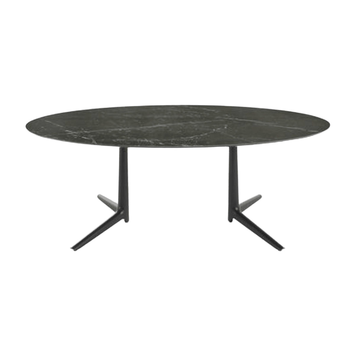 Table à manger ovale effet marbre noir 192x118 Multiplo - Kartell - The Cool Republic