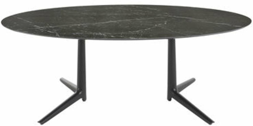 Table à manger ovale effet marbre noir 192x118 Multiplo - Kartell - The Cool Republic
