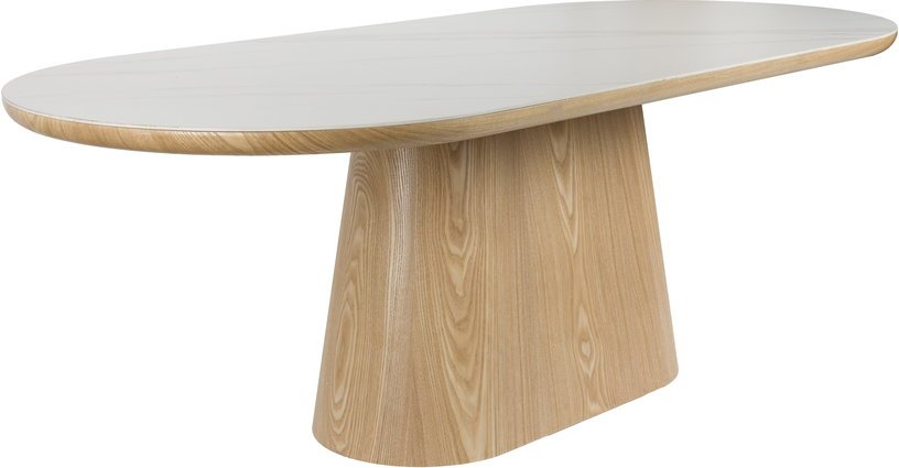 Table à manger ovale en bois de chêne naturel et pierre blanche 180x90cm Octave - The Cool Republic - The Cool Republic