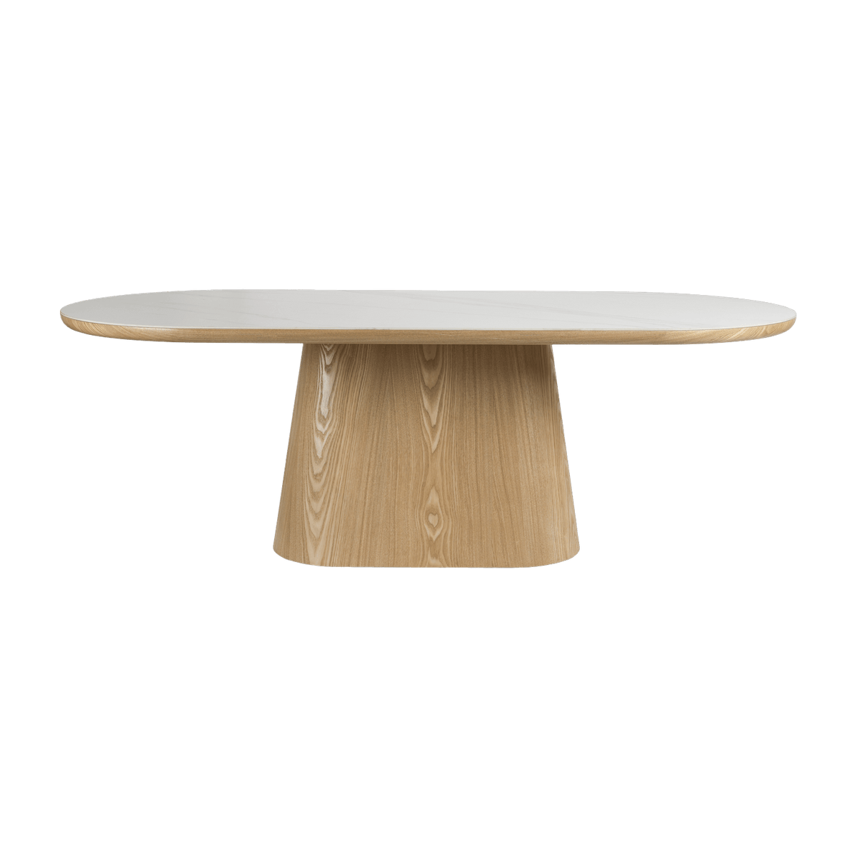 Table à manger ovale en bois de chêne naturel et pierre blanche 200x90cm Octave - The Cool Republic - The Cool Republic