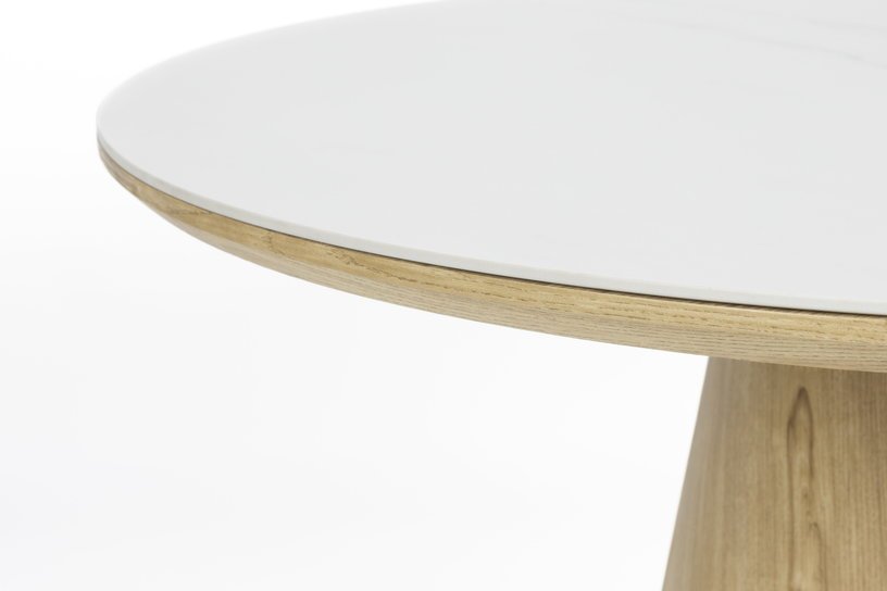 Table à manger ovale en bois de chêne naturel et pierre blanche 200x90cm Octave - The Cool Republic - The Cool Republic