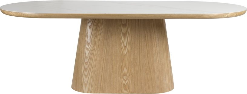 Table à manger ovale en bois de chêne naturel et pierre blanche 200x90cm Octave - The Cool Republic - The Cool Republic
