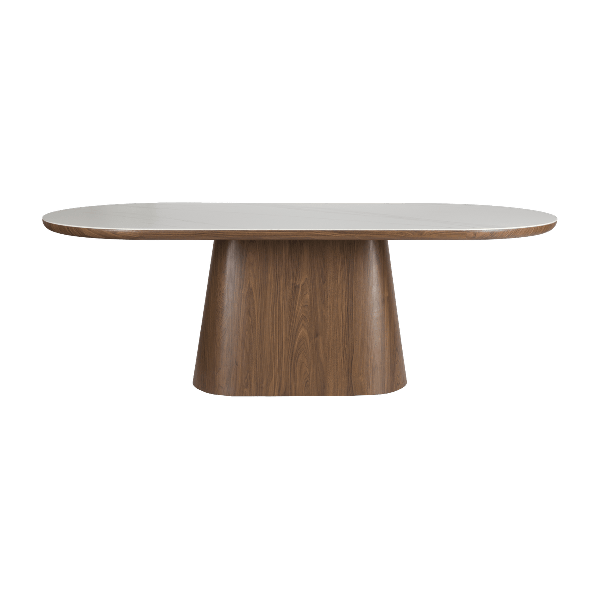 Table à manger ovale en bois de noyer et pierre blanche 180x90cm Octave - The Cool Republic - The Cool Republic