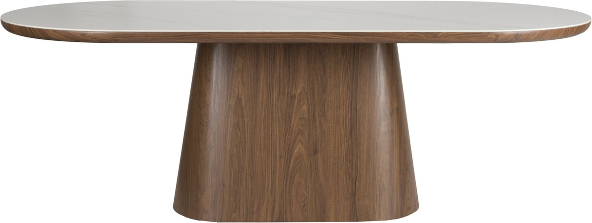Table à manger ovale en bois de noyer et pierre blanche 180x90cm Octave - The Cool Republic - The Cool Republic