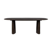Table à manger ovale en bois marron et fer noir 220x110x76cm Carlon - White Label Living