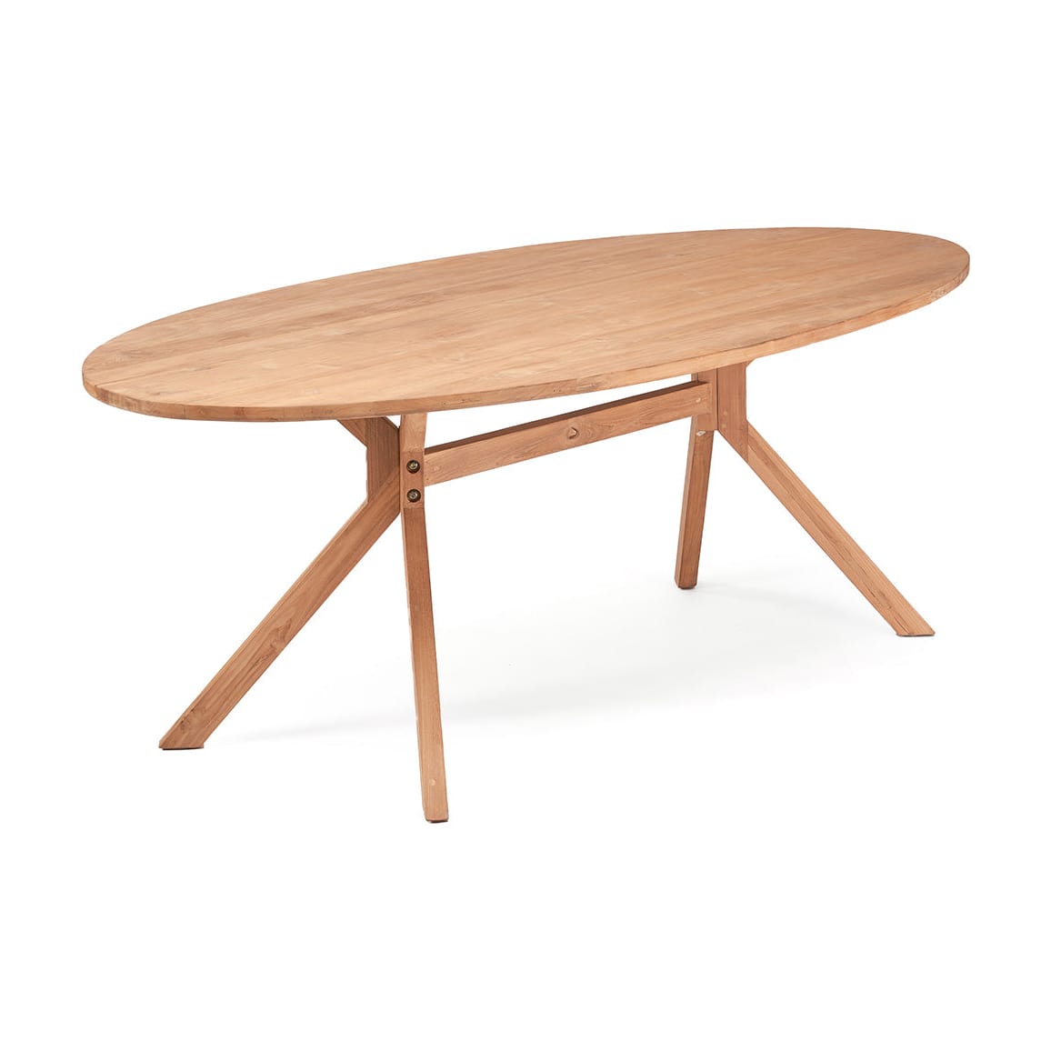 Table à manger ovale en teck massif naturel marron 225x115x78cm Kulala - Bazar Bizar - The Cool Republic