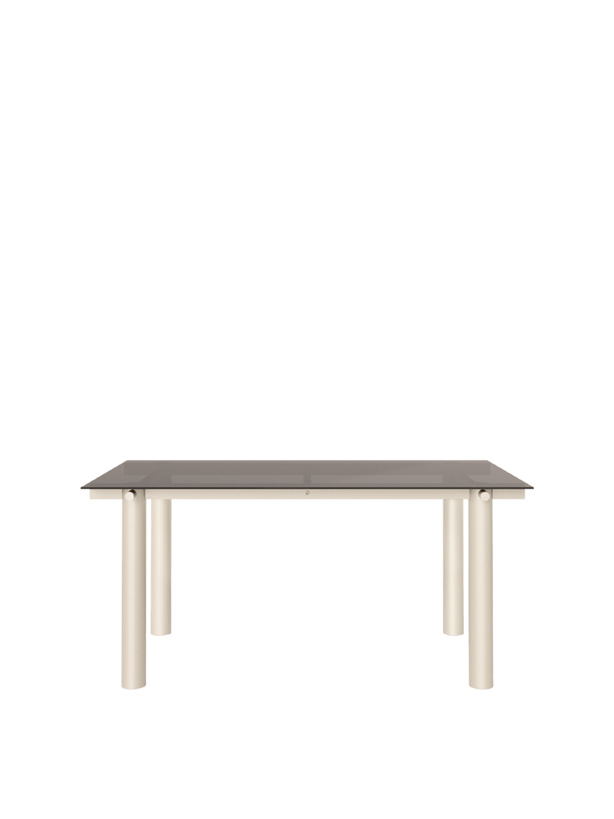 Table à manger rectangulaire en acier beige et verre teinté foncé 160 x 90 cm Atura - Ferm Living - The Cool Republic