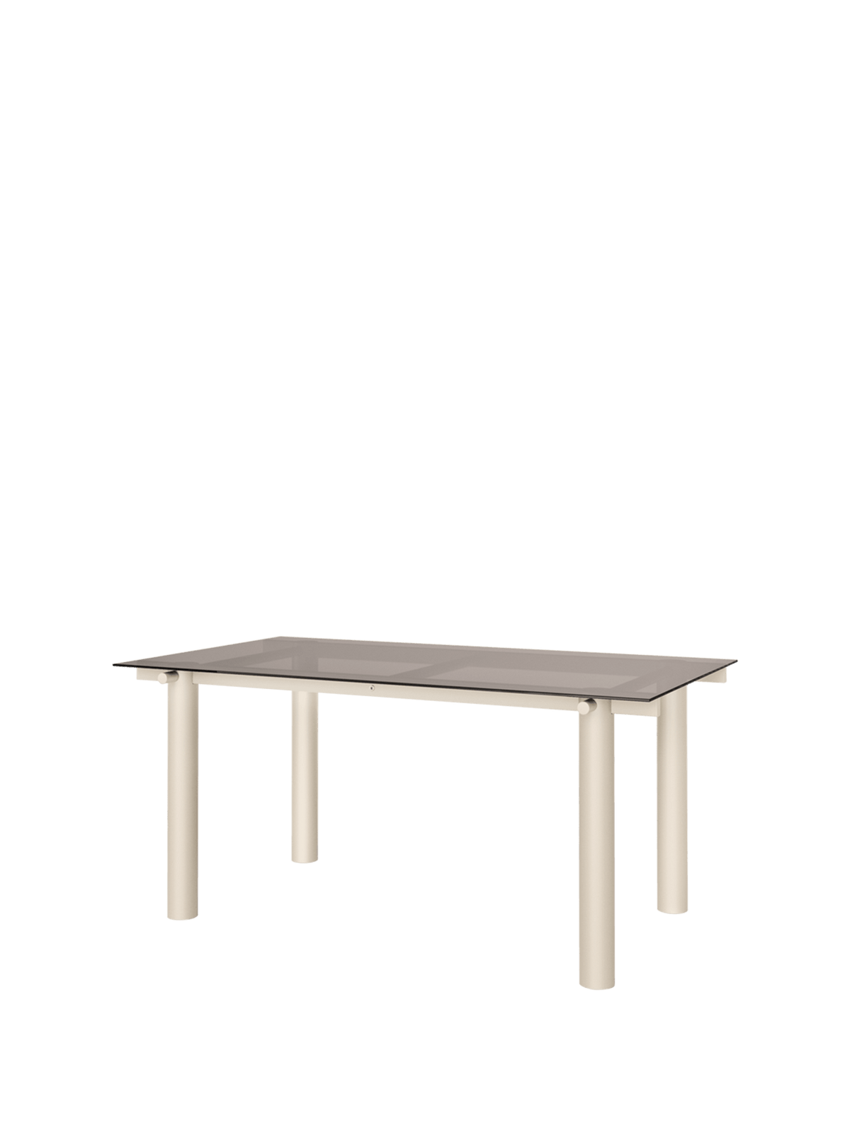Table à manger rectangulaire en acier beige et verre teinté foncé 160 x 90 cm Atura - Ferm Living - The Cool Republic