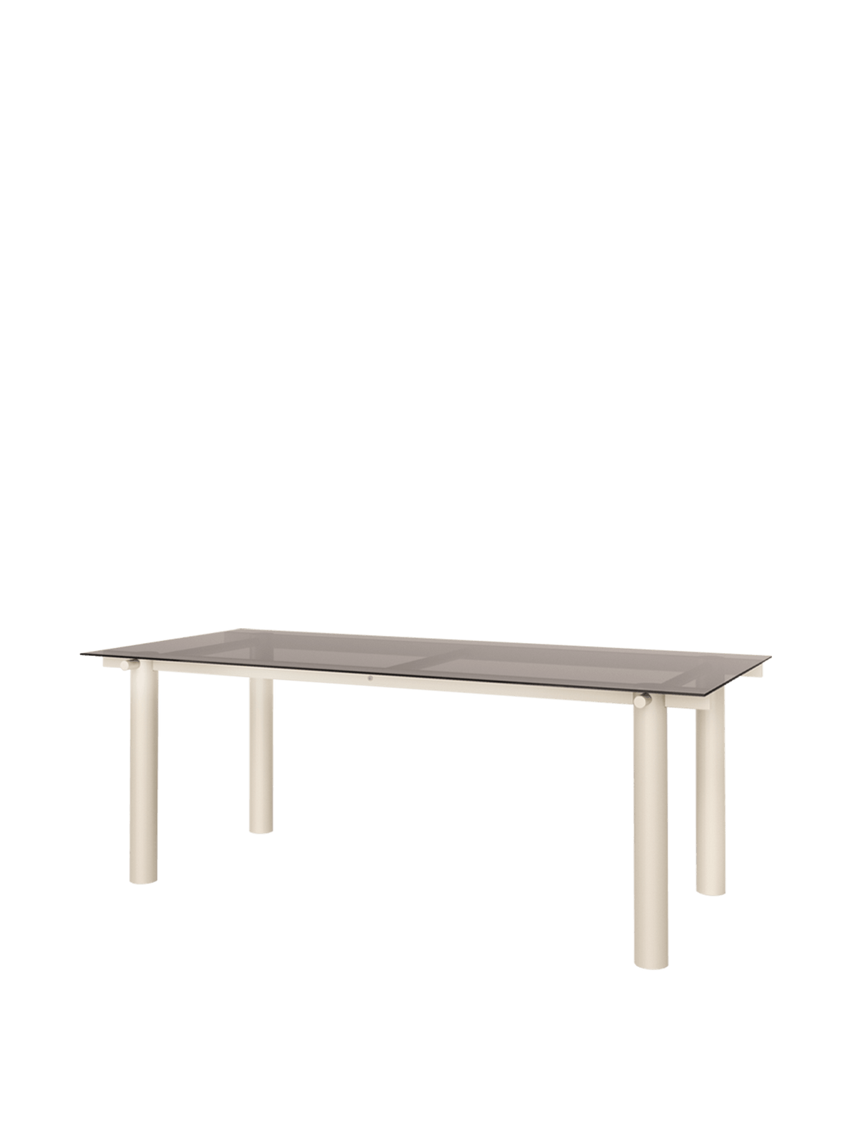 Table à manger rectangulaire en acier beige et verre teinté foncé 200 x 90 cm Atura - Ferm Living - The Cool Republic