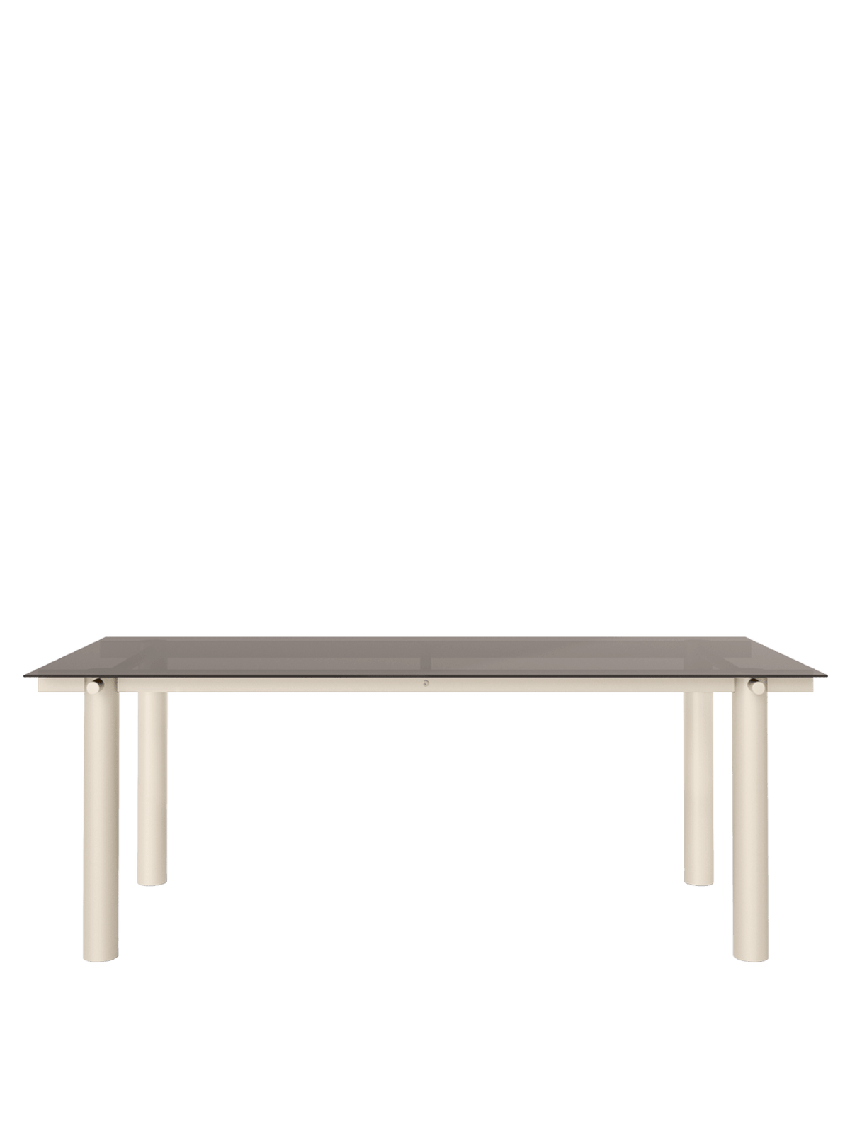 Table à manger rectangulaire en acier beige et verre teinté foncé 200 x 90 cm Atura - Ferm Living - The Cool Republic