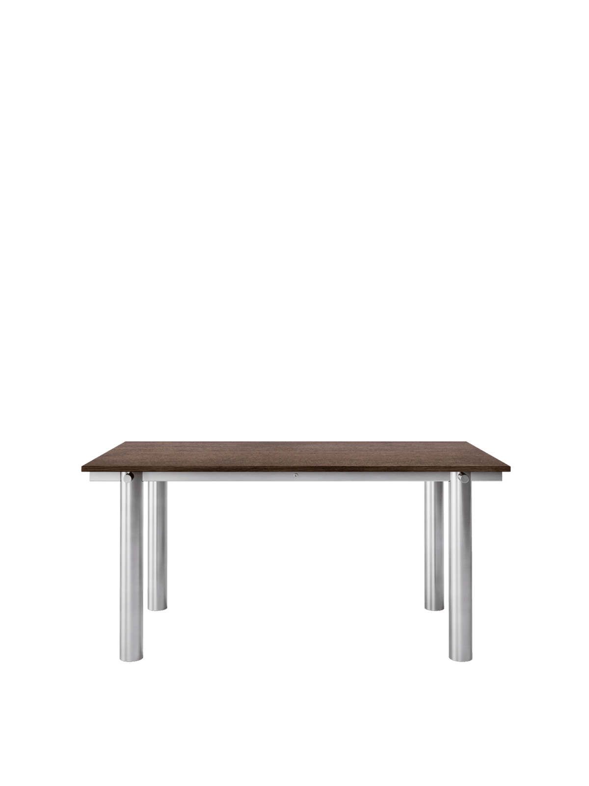 Table à manger rectangulaire en acier inoxydable brossé et chêne foncé vernis 160 x 90 cm Atura - Ferm Living - The Cool Republic
