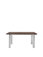Table à manger rectangulaire en acier inoxydable brossé et chêne foncé vernis 160 x 90 cm Atura - Ferm Living - The Cool Republic