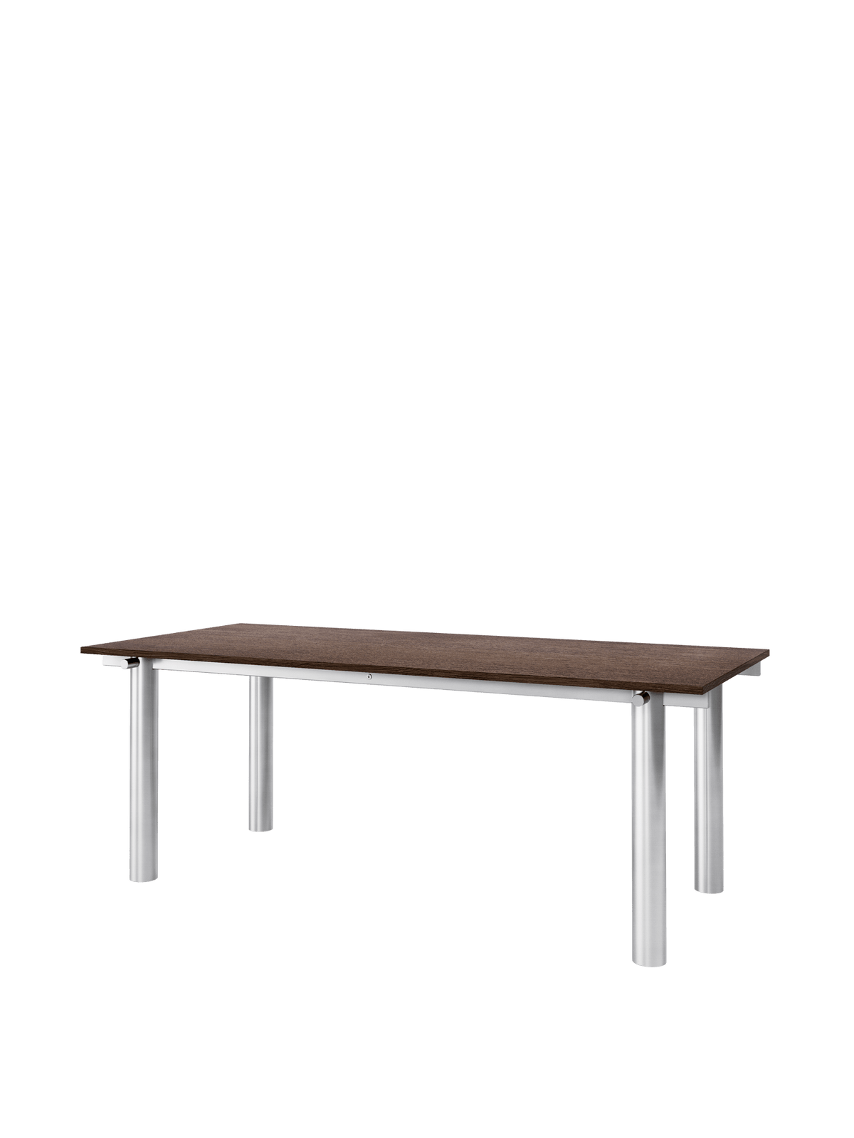 Table à manger rectangulaire en acier inoxydable brossé et chêne foncé vernis 200 x 90 cm Atura - Ferm Living - The Cool Republic