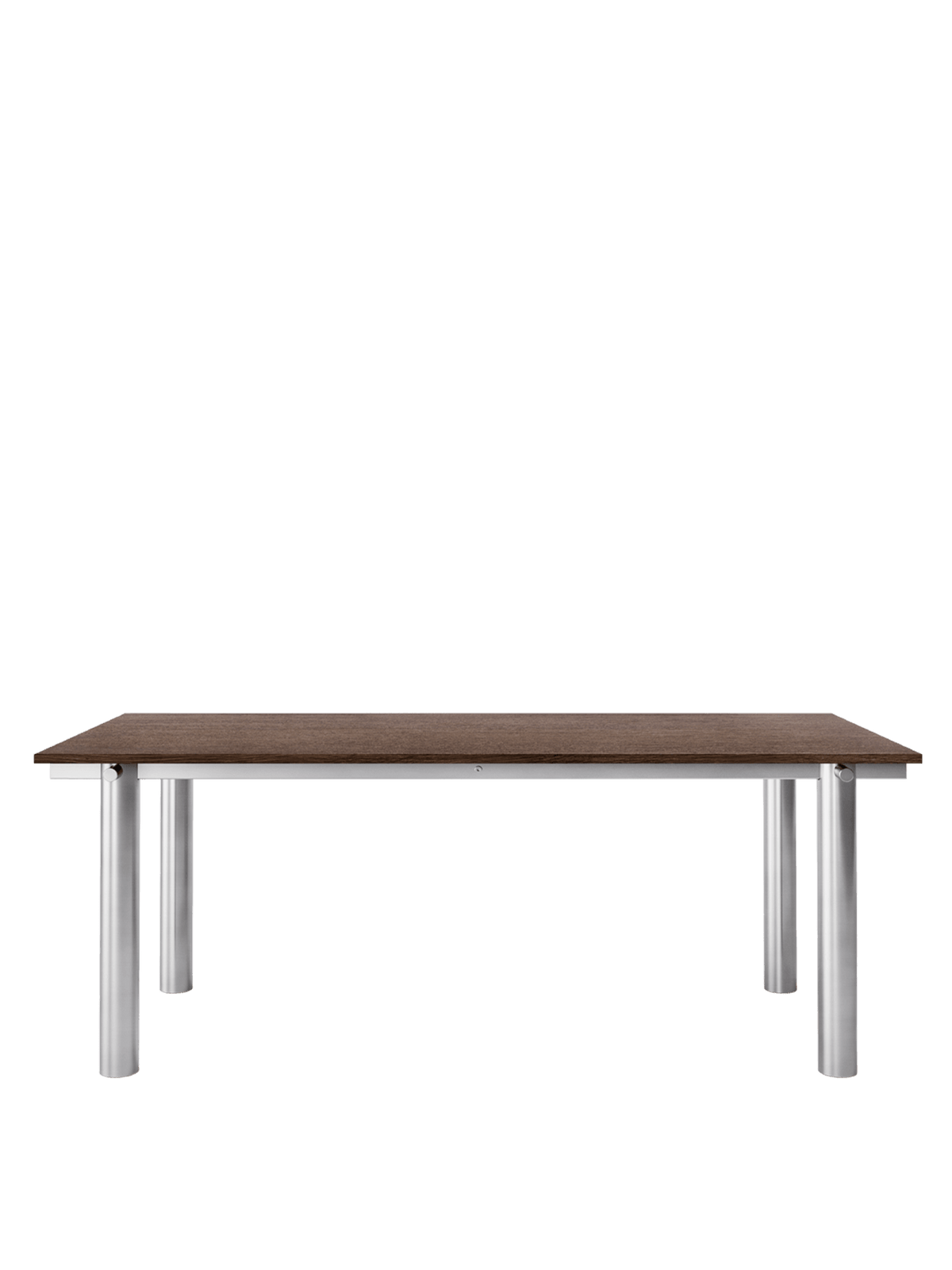 Table à manger rectangulaire en acier inoxydable brossé et chêne foncé vernis 200 x 90 cm Atura - Ferm Living - The Cool Republic
