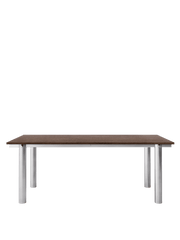 Table à manger rectangulaire en acier inoxydable brossé et chêne foncé vernis 200 x 90 cm Atura - Ferm Living - The Cool Republic