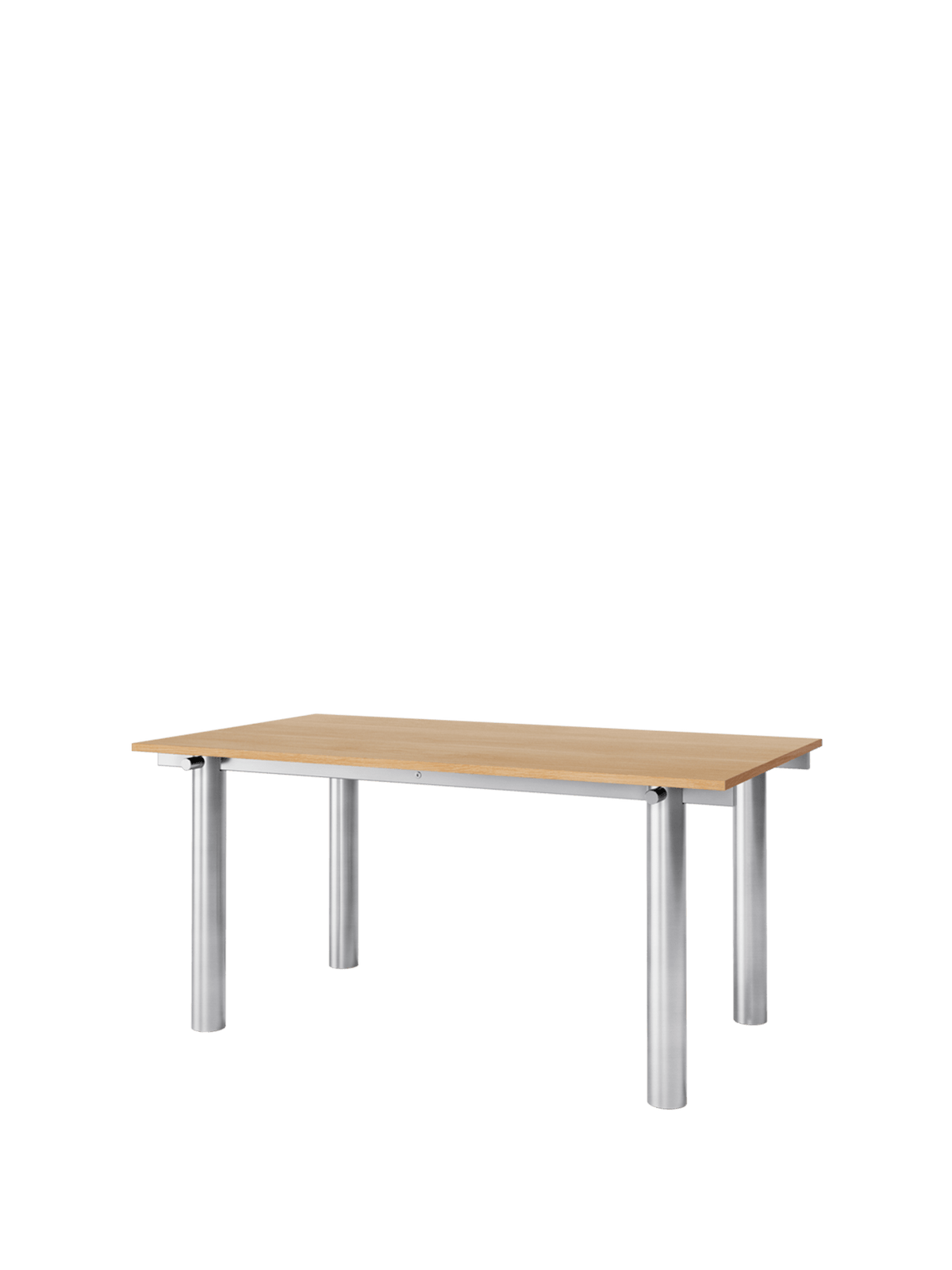 Table à manger rectangulaire en acier inoxydable brossé et chêne naturel vernis 160 x 90 cm Atura - Ferm Living - The Cool Republic