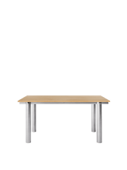 Table à manger rectangulaire en acier inoxydable brossé et chêne naturel vernis 160 x 90 cm Atura - Ferm Living - The Cool Republic