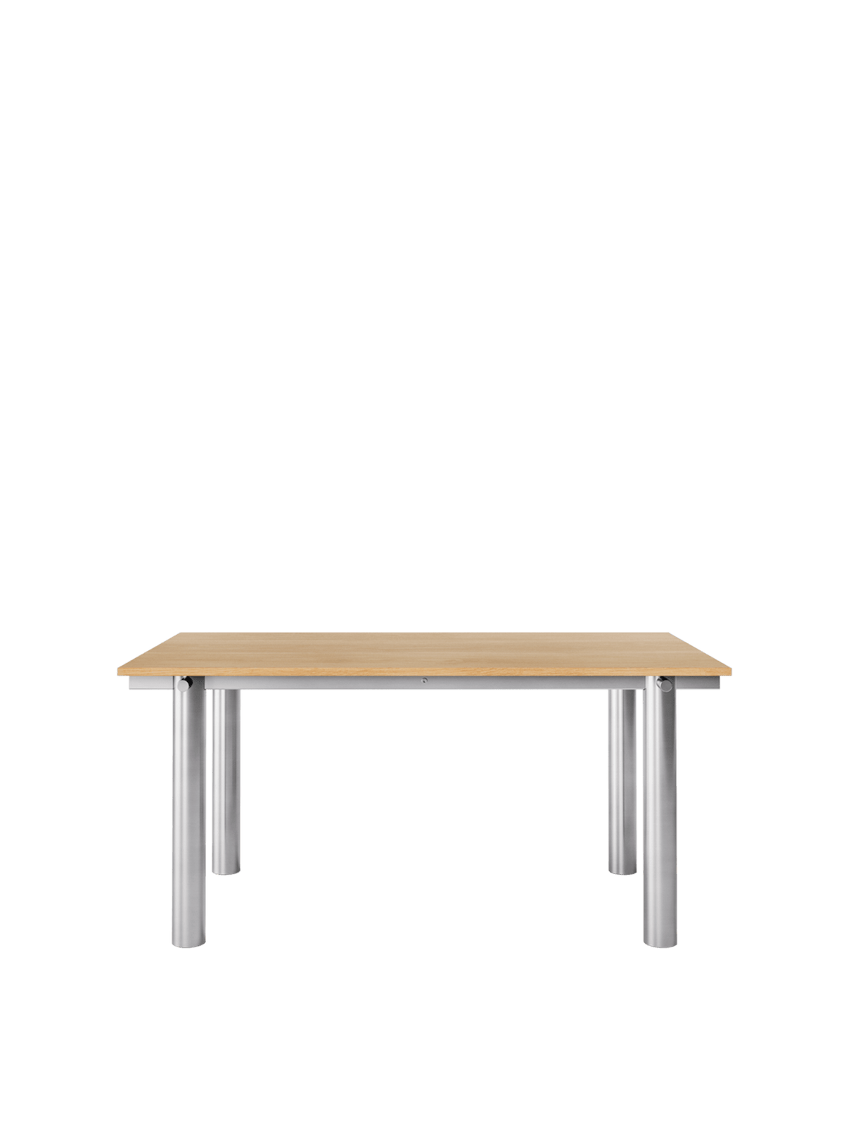 Table à manger rectangulaire en acier inoxydable brossé et chêne naturel vernis 160 x 90 cm Atura - Ferm Living - The Cool Republic