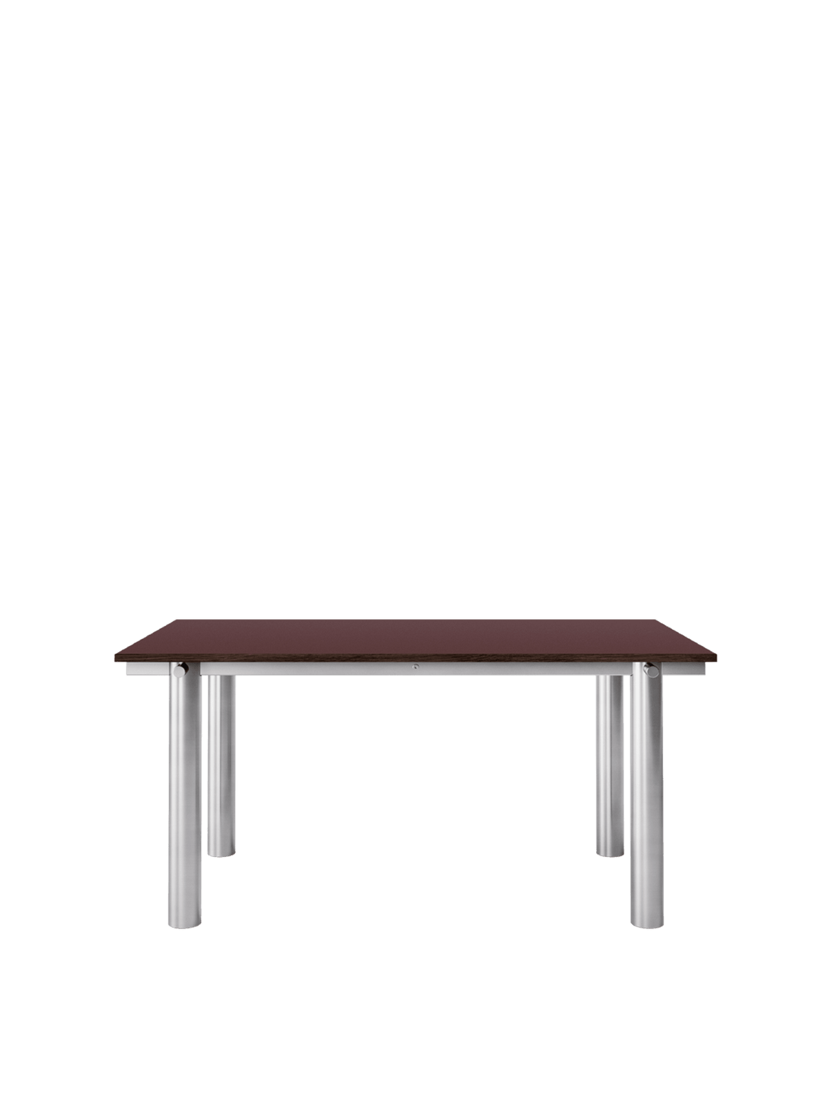 Table à manger rectangulaire en acier inoxydable brossé et lino bordeaux 160 x 90 cm Atura - Ferm Living - The Cool Republic